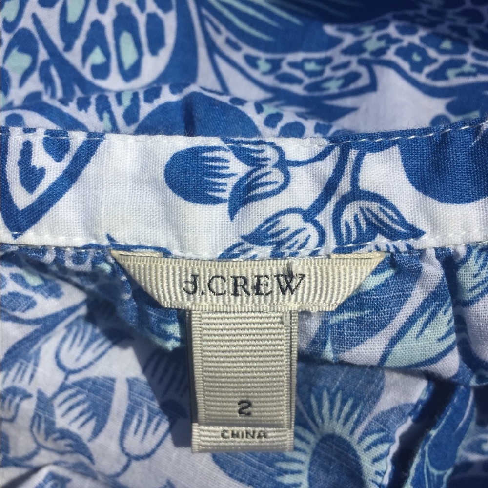 J .Crew cotton floral print light blue floral long sleeve print blouse HPx2 - Picture 3 of 11